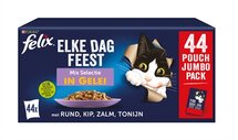 Felix pouch elke dag feest in gelei mix box tonijn / zalm / rund / kip